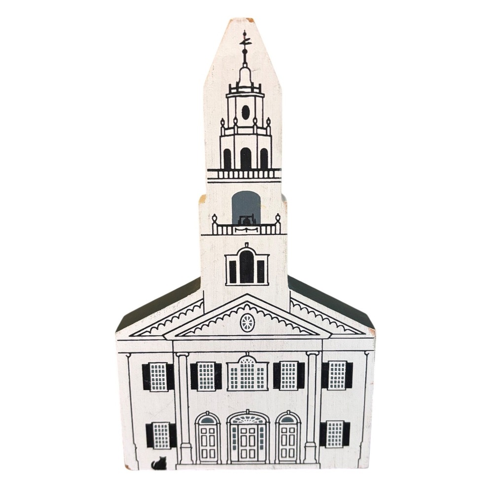 The Cat's Meow Village 1992 United Church of Acworth Series X Wood Shelf Sitter